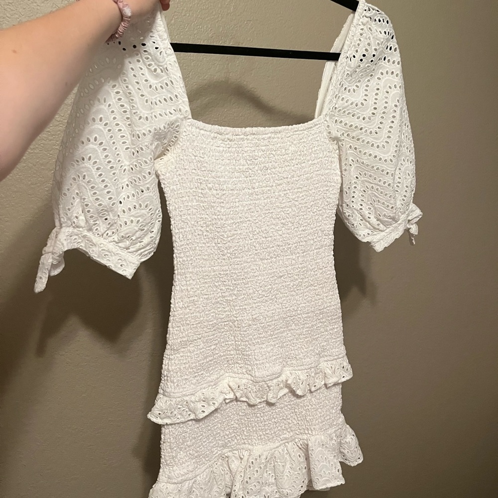 White Eyelet Lovers and Friends Mini Dress